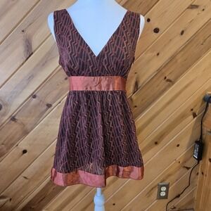 Studio Y Womens Tank Blouse‎ Babydoll Satin Bow Belt V Neck Sz Large Y2K Fairy